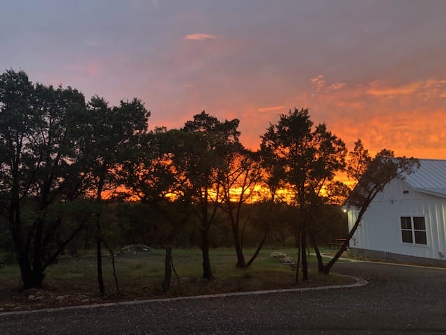 Sunset through the trees at Wayside Wimberley
